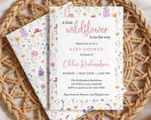 Wildflower Baby Shower Invitation, Floral Boho Baby Invite, Garden Meadow Shower, Botanical Bloom Party (Editable Template)