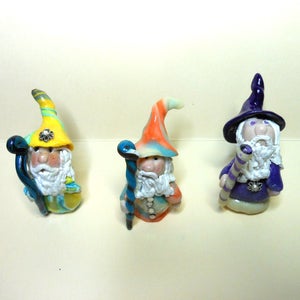 Fairy Garden Wizards-Polymer Clay Wizards-Choices of 3 Wizards-Glow in the Dark Wizard