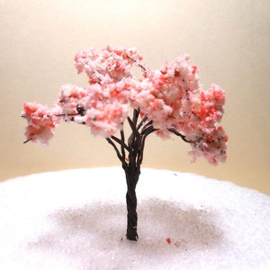 Pink Cherry Tree=OOAK=Fairy Tree 2 1/4" Tall Miniature Bendable Tree/Fairy Garden Tree/Terrarium Tree/Model Train Tree
