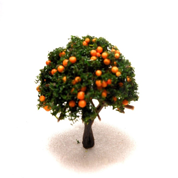 Miniature Orange Fruit Tree-Fairy Garden Orange Tree-Model Train/Doll House Orange Fruit Tree/ 1 3/4" tall with 1/4" Spike making 2" total