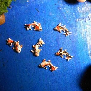 Koi-Set of Tiny 6 -Light Weight Stone Clay Koi for Pond Creations-Made to Order-1/2" Long X 1/16" Wide