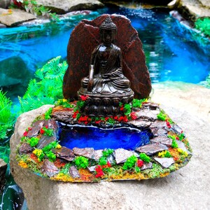 Enlightenment Buddha Pond-Meditation Pond-OOAK-Buddha-(10cm)  3.94&quot; Buddha on Slate