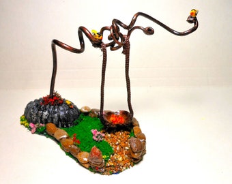 Fairy Garden Swing/OOAK/Swing/Goldfinches