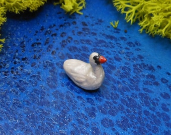 Miniature White Swan-3/8' tall-Polymer Clay Swan