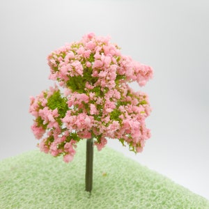 Fairy Garden Tree-Fairy Garden \Pink Flowering Tree-Miniature Tree/Model train tree/Doll house tree-2 3/8&quot; Tall