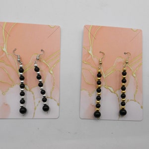 Dangling Earrings- Choice of Black and Gold and Black and Silver Beaded Earrings