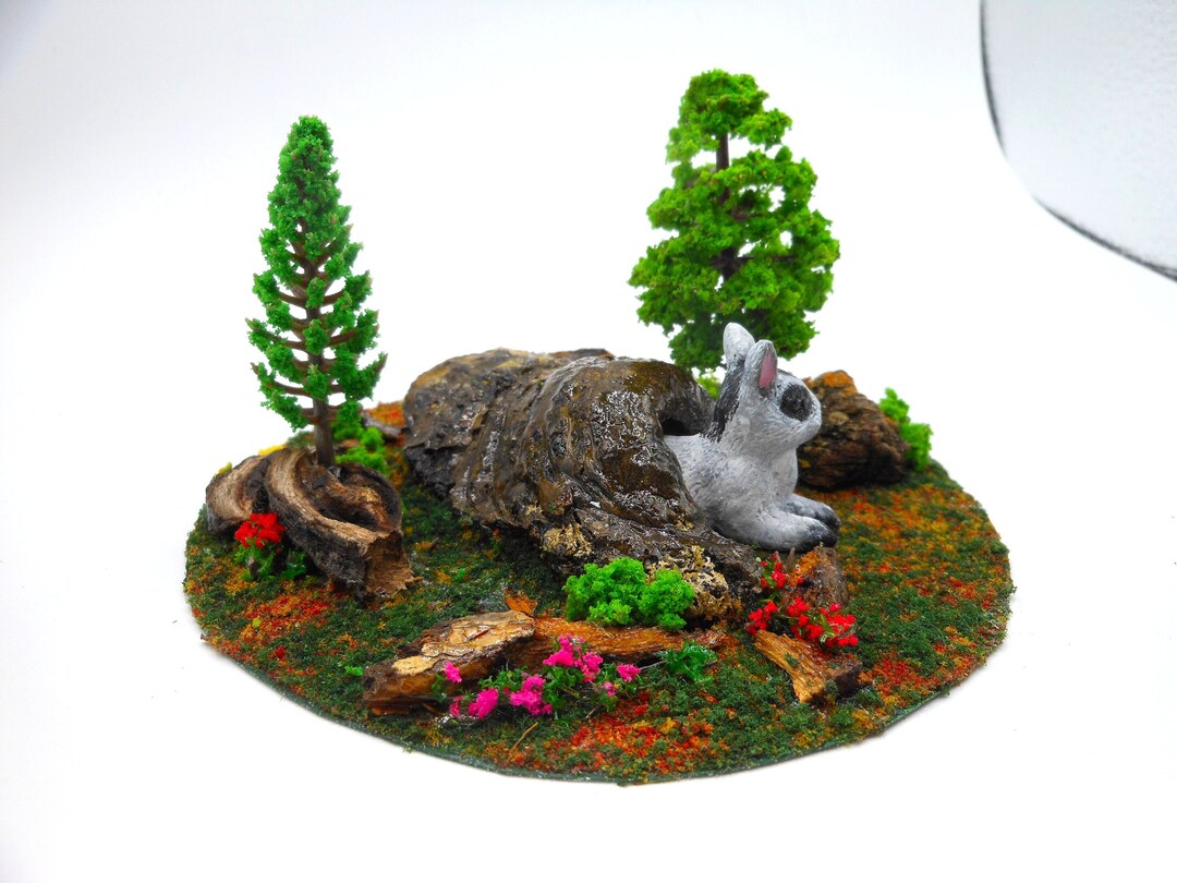 Buuny Rabbit-bunny Burrow-ooak- Rabbit Diorama-4 1/2