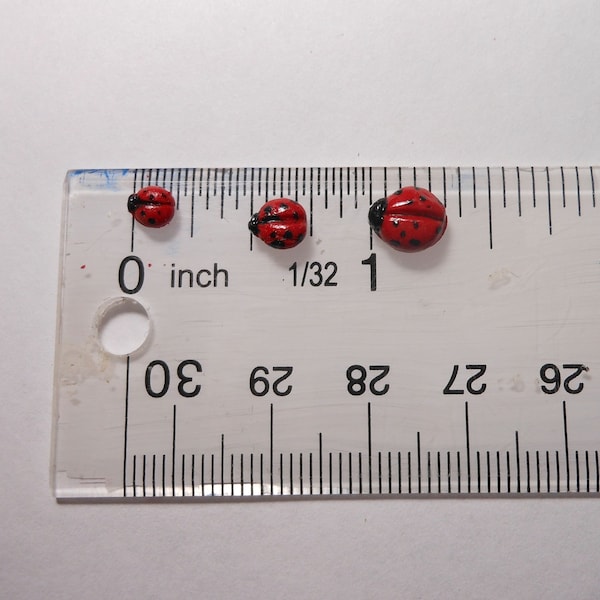 Ladybugs-Tiny 3/16" Tiny  / 1/4" Mid-Size or  Larger 5/16" - Made  To Order-Polymer Clay Lady Bugs/   /OOAK/Set of 8 or more