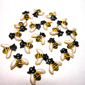 Honey Bees-READ THE DESCRIPTION! Polymer ClayTiny Tiny Bees-Made To Order -7/16"  by 3/8" -Sets of 2, 5, 10,15 to 40 Bees or More on Request
