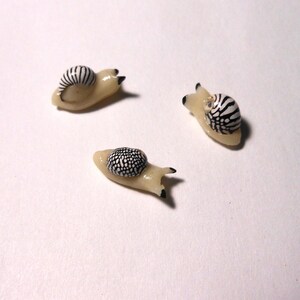 Snails- Set of 3 Teeny Tiny Polymer Clay 3/8