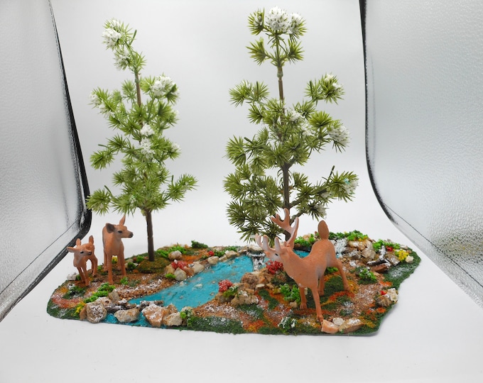Deer Diorama-nature Scene-here Comes Spring Diorama-deer/fawn/buck ...