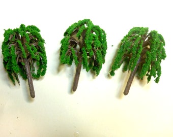 Willow Tree Set of 3-Model Willow Trees-Fairy Garden Willow Trees