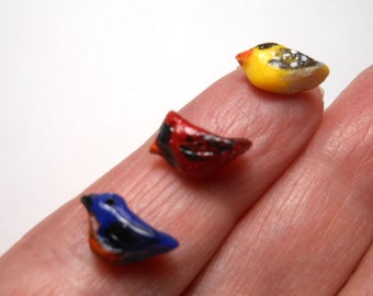 Tiny Birds-Polymer Clay Goldfinch/Bluebird/Cardinal-Special Listings Welcomed