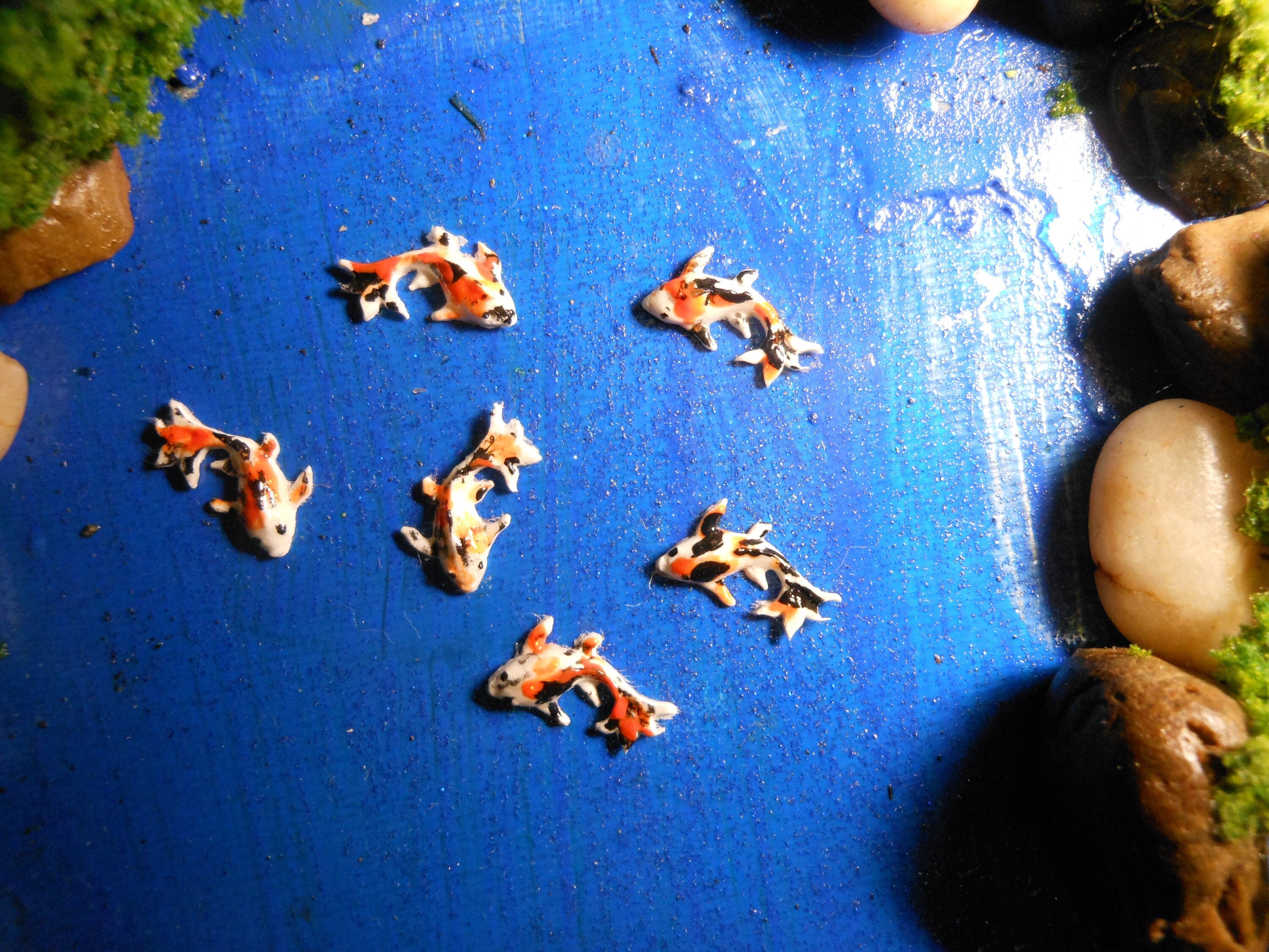 Koi-Set of Tiny 6 Polymer Clay Koi for Pond Creations-Made to Order-1…