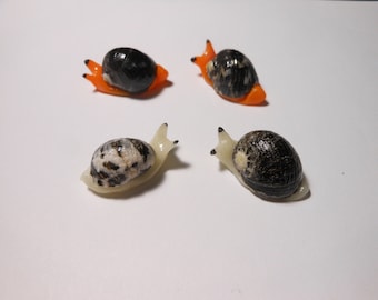 Fairy Garden Snails-Set of 2-Choice of Orange or Glow White Snails