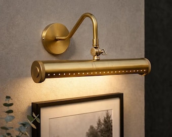 Handmade Brass Picture Light Wall Lamp | Vintage Art Display Lighting | Adjustable Gallery Light Fixture
