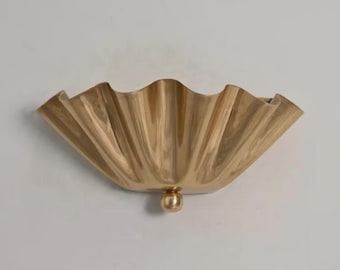 Handmade Modern Brass Half Flower Finial Wall Sconce Ruffle Shade Light