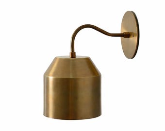 Handmade Brass Wall Sconce: Mid Century Modern Italian Style