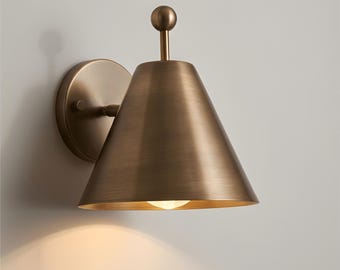 Handmade Brass Pivot Wall Light | Mid-Century Modern Cone Shade Sconce