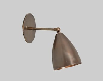 Handmade Wall Sconce Lamp Antique Brass Mid Century Shade Adjustable Wall Light Fixtures