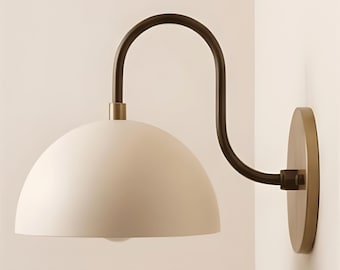 Handmade Mid century Modern Goose-neck Brass Wall Sconce