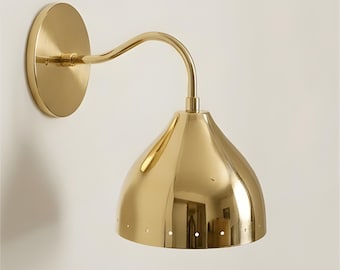 Handmade Brass Wall Sconce: Mid Century Modern-Custom finish available
