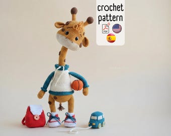 Crochet pattern cute giraffe Melvin doll english spanish PDF