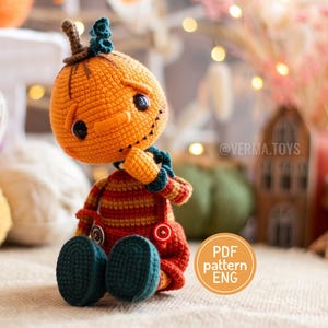 Virkmönster söt Pumpkin Jack Halloween docka amigurumi PDF Engelska