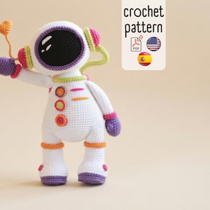 Crochet pattern cute Astronaut amigurumi PDF English Spanish