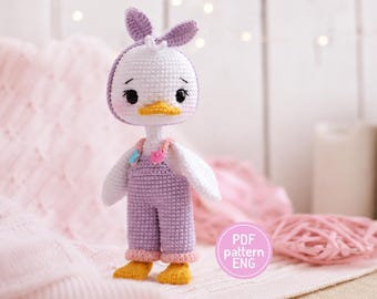 Pipa the Lilac Duck Plush Toy Crochet Pattern | Amigurumi DIY Soft Toy for Kids, Handmade Stuffed Duck Tutorial