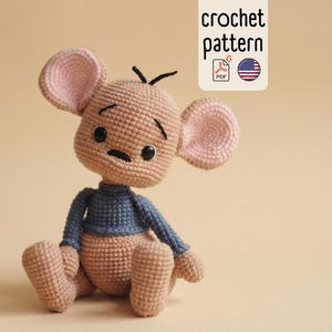 Crochet pattern cute kangaroo Little doll amigurumi PDF English image 1