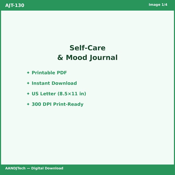 Self-Care Planner Mental Health Journal Printable PDF
