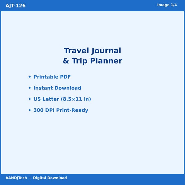 Travel Journal Trip Planner Printable PDF