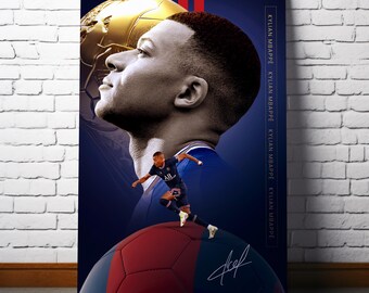 Kylian Mbappé Football Poster | Dynamic Action Print, Trophy Artwork (Digital Download)