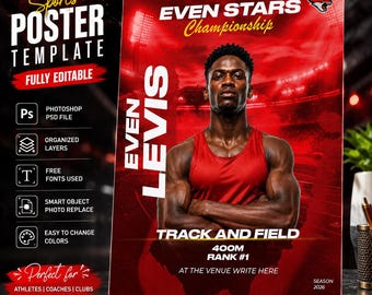 Track and Field Championship Poster Template | Editable Sports Graphic (Photoshop PSD)