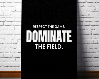 Cricket Motivation Poster | Respect Game Dominate Field | Black White Typography (Digital Download)