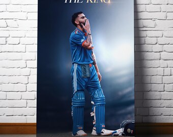 Virat Kohli Flying Kiss Cricket Poster | Indian Sports Wall Art (Digital Download)