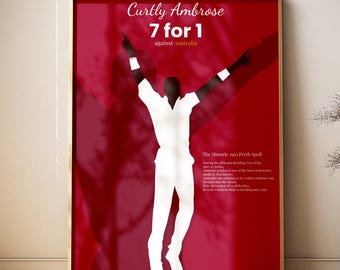 Curtly Ambrose 7 for 1 Perth Spell Print | Minimalist Cricket Wall Art (Digital Download)