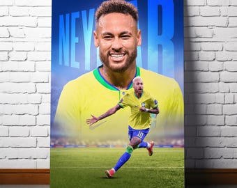 Neymar Jr Football Poster, Brazil Soccer Wall Art, Sports Room Decor (Digital Download)