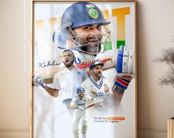 Virat Kohli Cricket Art, Minimalist Sports Poster, Aggressive Legacy Print (Digital Download)