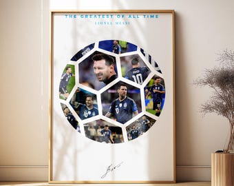 Lionel Messi Football Poster, Soccer Wall Art Printable, Argentina Legend Digital Download