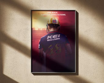 Virat Kohli Minimalist Cricket Poster, Champion Wandkunst (Digitaler Download)