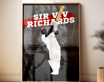 Sir Viv Richards Cricket Legend Poster, West Indies Artwork, Vintage Sports Decor (Digital Download)