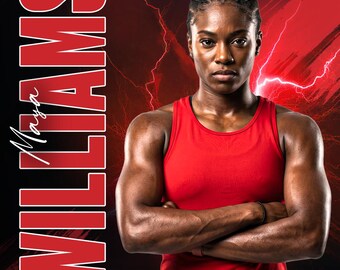 Track & Field Photoshop Template, Athlete Sports Poster PSD, Senior Night Banner, Sports Photography Template, Track Poster