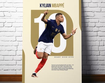 Kylian Mbappé Poster, Heart Over Hype Soccer Art (Digital Download)