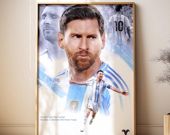 Lionel Messi Argentina Football Poster, Soccer Legend Wall Art (Digital Download)