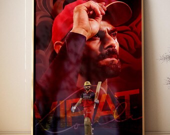 Virat Kohli RCB Poster, Royal Challengers Bengaluru Cricket Art (Digital Download)