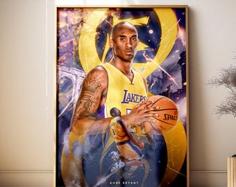 Kobe Bryant Poster, Lakers Basketball Art, Black Mamba Sports Decor (Digital Download)