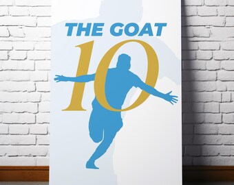 Soccer GOAT Printable Wall Art | Minimal Football Silhouette Poster | Sports Digital Download 24x36