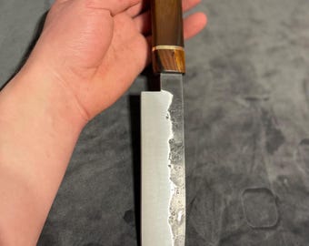 Chef's knife Santoku handmade, steel 95x18, ash handle